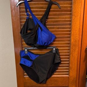 Stylish Black and Blue Women's Swimsuit